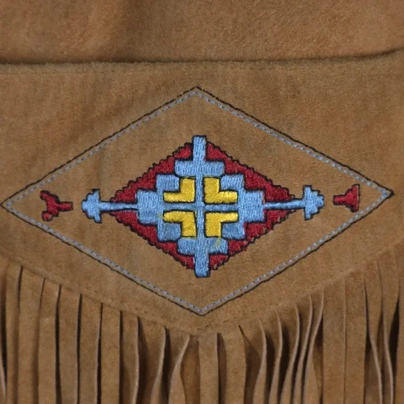 Lew Magram Western Jacket Womens XL Brown Suede Leather Embroidered Fringe Aztec - Picture 9 of 16